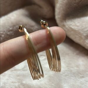 Gold Fringe Hoop Earrings with Polished Finish